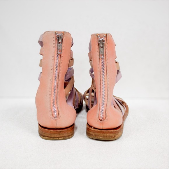 Free People Leather Gladiator Sandals Pastel Multi-Strap Zip Back Women's Size 9 - Picture 7 of 11